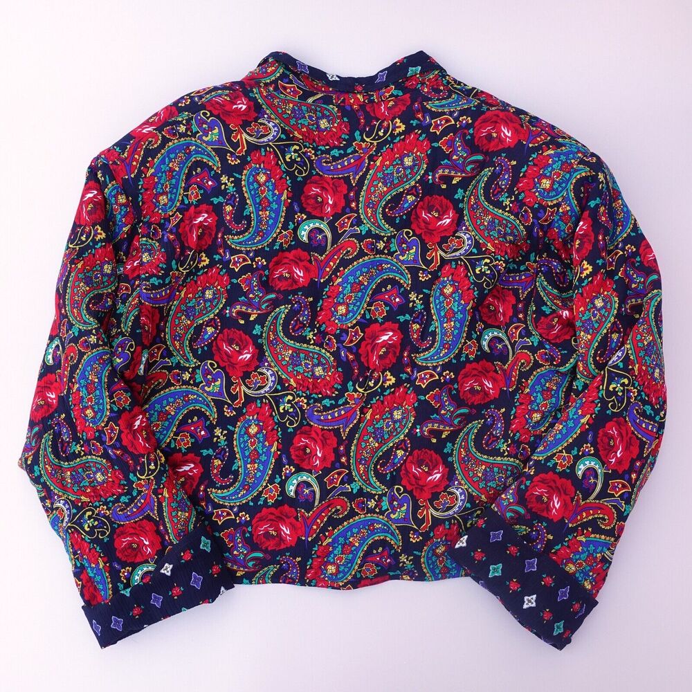 Vtg Chaus Bolero Jacket Crop Multicolor Paisley Boho Indie 90s Retro Women's M - Picture 9 of 10